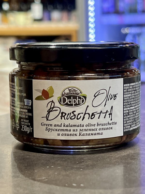 Брускетта из зеленых оливок и оливок Каламата Delphi 230г.
