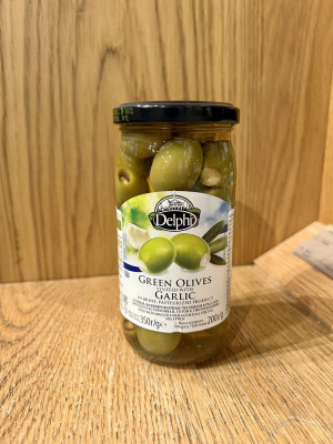 Оливки фаршированные чесноком в рассоле Delphi 350г