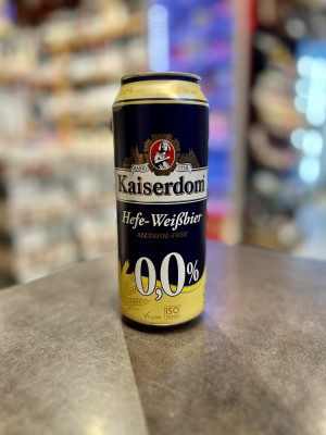 Кайзердом Хефе-Вайсбир алк. 0,0%,  Пиво безалкогольное светлое нефильтрованное пастеризованное банка, 0,5л.